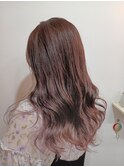 オレンジベージュくすみピンクグラデーションハイライト