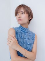 20代30代大人可愛い斜めバング小顔ショートボブシルキーベージュ
