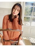 シースルーバング ベージュカラー ラフミディアム