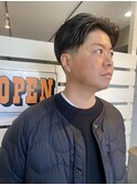 メンズヘアセンターパートテーパーフェードスキンフェード