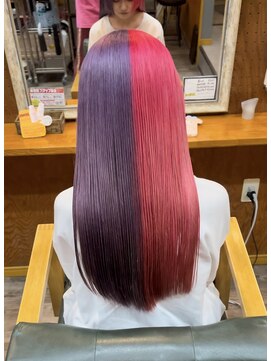 ヘアーサロン アトリエ(Hair salon ATORIE) ロングレイヤーブリーチカラーツートンカラーピンクパープル