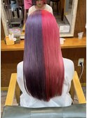 ロングレイヤーブリーチカラーツートンカラーピンクパープル