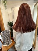 ブリーチなしオレンジカラー×大人セミロング