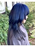 ウルフ#フェイスレイヤー#レイヤーカット#ダブルカラー#ブルー