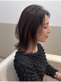 白髪ぼかし 外はねボブ ピンクベージュ 髪質改善 縮毛矯正