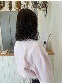 アッシュブラウン×ミディアムパーマ
