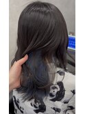 ブリーチダブルカラーコバルトブルーインナーカラー川越本川越