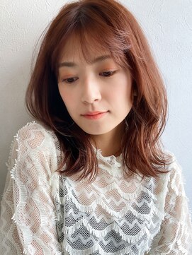 ノラ ギンザ(NORA GINZA) シースルーバング×くびれヘア×ミディアムヘア 20代30代40