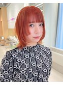 オレンジ / ウルフカット / 顔まわり / ミディアム