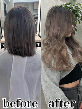 ロウル 渋谷(LOWRL) グレージュグラデーションスタイル/シールエクステ80枚