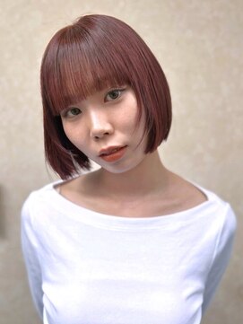 ヘアメイク アージュ 天神西通り店(HAIR MAKE age) レッドカラー　ミニボブ　切りっぱなしボブ　フェイスレイヤー