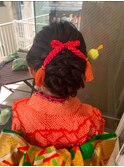 前髪なし７歳七五三ヘアアレンジ
