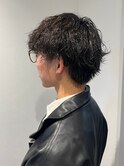 波打ちパーマ韓国マッシュブルーブラックツイストスパイラル黒髪