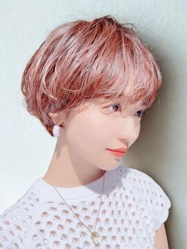 ロット 横浜(lot) 大人かわいいマッシュショート×夏アプリコットオレンジ[横浜駅]