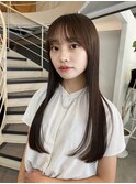 ナチュラルストレート/大人可愛い/小顔/顔周りレイヤー/後れ毛