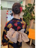 浴衣ヘア　みつあみお団子ヘア