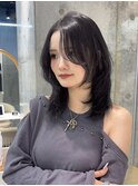 小顔に見せるミディアムヘア/韓国ヘア/ダブルカラー