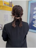 大人可愛いゆる編みツインアレンジ