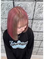 アース 郡山コスモス通り店(HAIR&MAKE EARTH)&nbsp;ピンクベージュ×ピンク裾カラーの切りっぱなしボブ