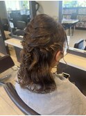 編み下ろしハーフアップ