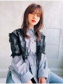 mowen×外ハネミディアム×ラフウェーブ×オレンジベージュ