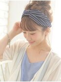 ターバンアレンジ シースルーバング   簡単アレンジ