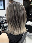 ◆バレイヤージュ/白髪ぼかしハイライト/白髪染め/ミディアム