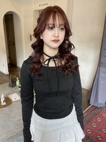 ヘアーアイスカルテット(HAIR ICI QUARTET)&nbsp;大人可愛い小顔カット春レイヤーピンクチェリーレッド艶感