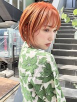 ヌード(NUDE)&nbsp;NUDE 20代30代40代 オレンジ 大人ショートボブ 前髪なしショート