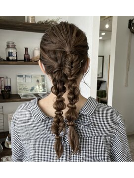 ツイン編みおろし