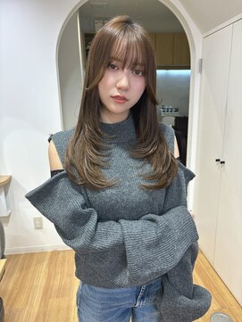 韓国ヘア/艶カラー/レイヤーカット/チョコレートブラウン