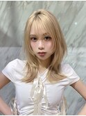 ハッシュカット　ミディアムレイヤー　韓国ウルフ