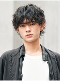 心斎橋シャドウパーマメンズマッシュウルフカット波巻きパーマ
