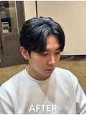 30代爽やかフェザーパーマ｜ビジネス好印象スタイル