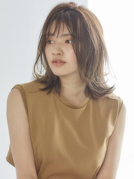 フォンズ(FONS) 大人カジュアル外ハネミディアム前髪あり韓国ヘアエアリーミディ