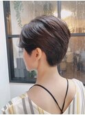 絶壁改善/ハンサムショート/かきあげ前髪/ベージュ《knit銀座》