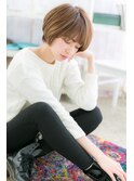 伸ばしかけにGOOD！大人ハイライト小顔丸みショートc1