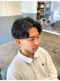 guest snap 刈り上げリバースニュアンスパーマセンターパート