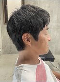 メンズ/アップバング/ツーブロックマッシュ/束感ショート波巻き