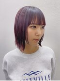 ワイドバング/顔まわりレイヤー/切りっぱなし/ピンクラベンダー