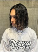 1782渋谷メンズ黒髪ハイライトメッシュツイストスパイラルパーマ
