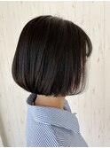 ミニボブ/暗髪/黒染め/丸みボブ/簡単スタイリング