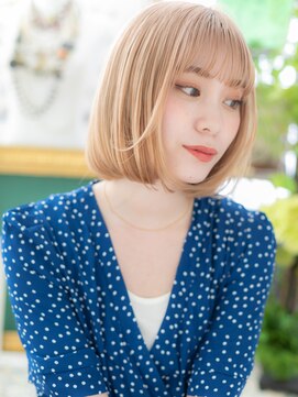 カバーヘア ブリス 川口(COVER HAIR bliss) 韓国風ハイトーンカラー小顔切りっぱなしボブh4川口10代20代30代