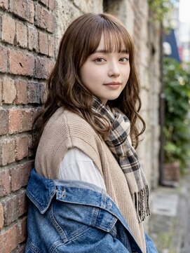 #前髪ストレート#レイヤーカット#ミルクティーブラウン