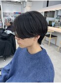 ニュアンスパーマセンターパートコンマヘアミニウルフ