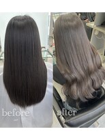 スタイル 横浜(STYLE)&nbsp;AYAKA担当/bef/aftグレージュカラー/グレージュエクステ８０本