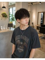 MEN's Baguz MEN'Sカット/ MEN'Sパーマ/ MEN'Sカラー 韓国風無造作メンズマッシュ細束ニュアンスパーマ波巻き質感