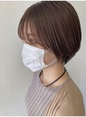 シースルーバング似合わせカット丸みショート耳かけショート