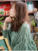 斜めバングくせ毛風オリーブベージュセミディc5川口20代30代40代