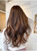 40/暗髪ロング/大人可愛い/シースルーバング/斜めバング